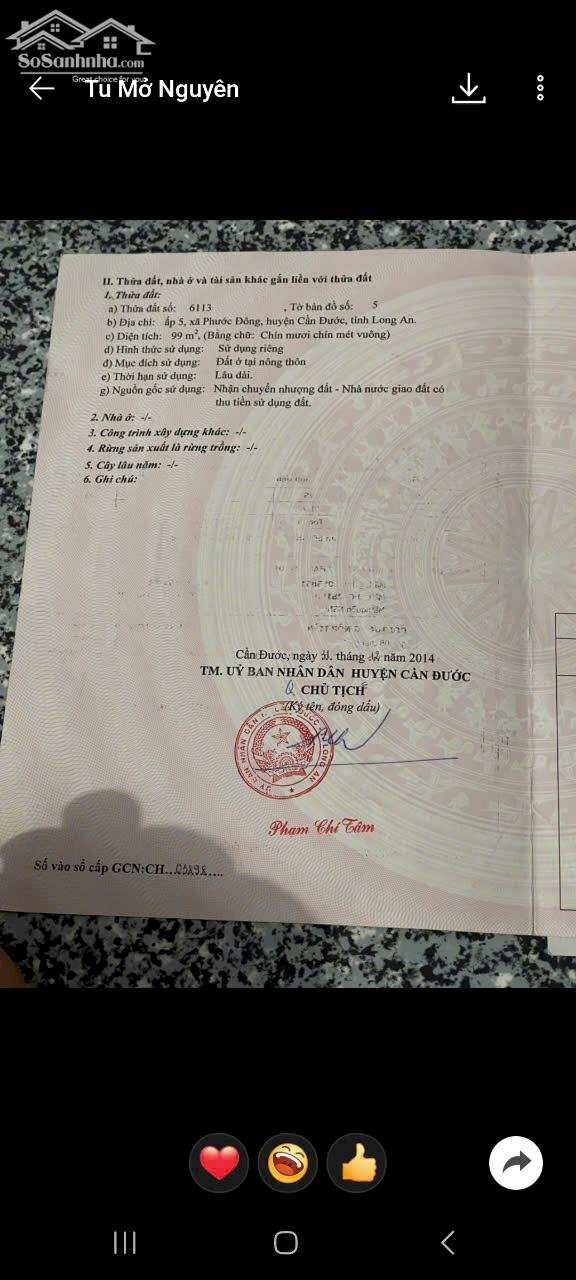 Hình ảnh Cần tiền bán gấp 99m2 kdc Phước Đông giá bao rẻ 900tr chốt 5