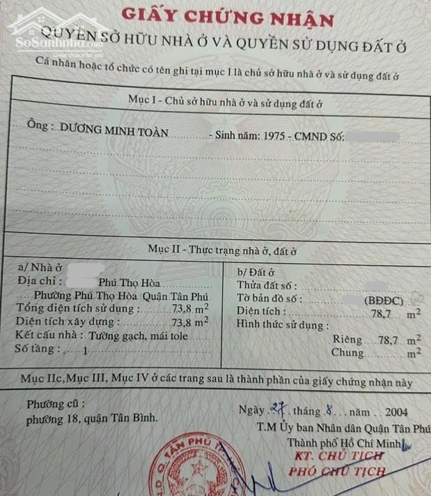 Hình ảnh BÁN NHÀ 79m2 HẺM XE TẢI 7M PHÚ THỌ HOÀ, HƠN 7 TỶ 2