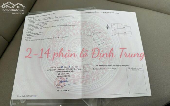 Hình ảnh Bán đất đấu giá xóm Chám, Định Trung, Vĩnh Yên, Vĩnh Phúc 1