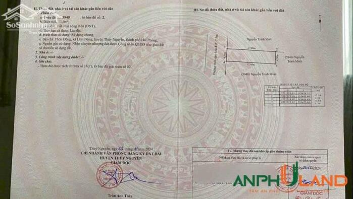 Hình ảnh Chính chủ gửi bán lô đất trục liên TDP Đông, Phường Thiên Hương ( xã Lâm Động), TP Hải Phòng 0