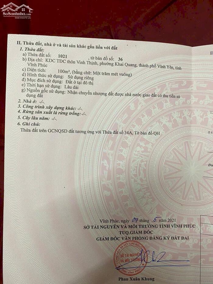 Hình ảnh Bán đất đẹp đầu tư tại tdp Vĩnh thịnh, Khai quang, Vĩnh Yên. Băng 2 Lạc long quân 3