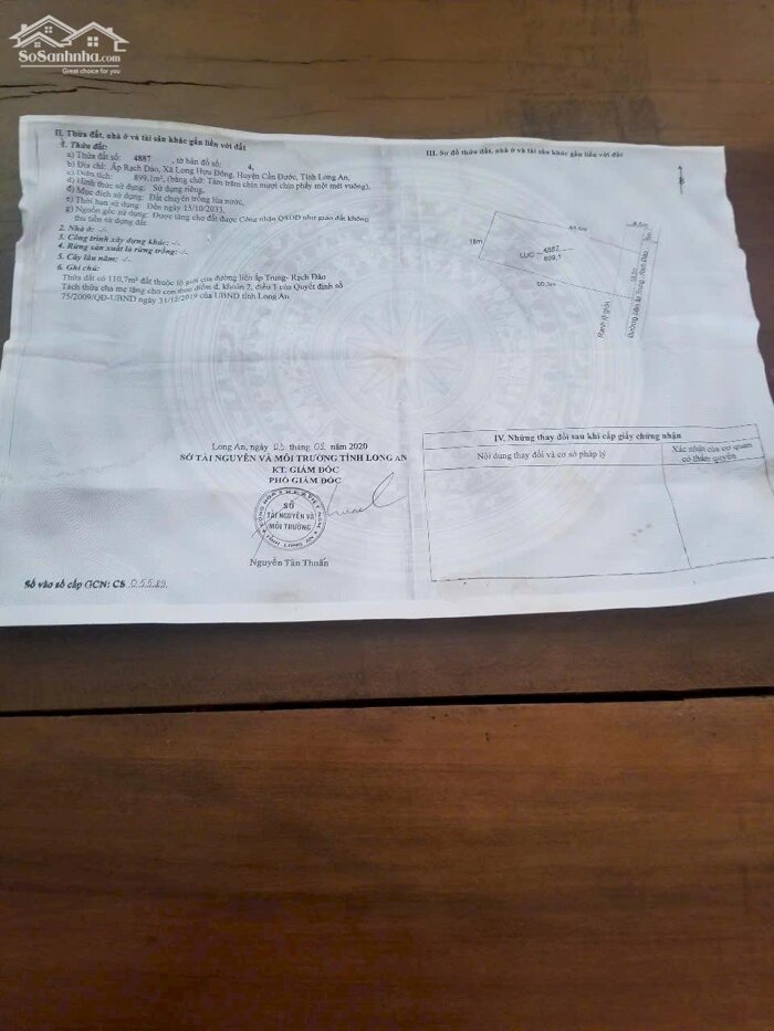 Hình ảnh Đất lúa 900m2 mt đường 6m Óc Đảo Long Hựu giá rẻ chỉ 1 tỏi 2