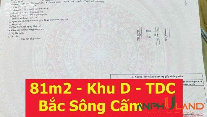 Hình ảnh Cần bán lô đất khu D, TĐC Bắc Sông Cấm phường Thủy Nguyên, TP Hải Phòng 0