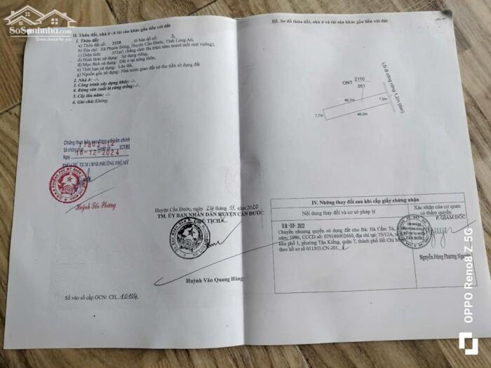 Hình ảnh Đất thổ 351m2 mt đường 7m xã Phước Đông thích hợp làm nhà vườn giá 1 tỏi 5 3