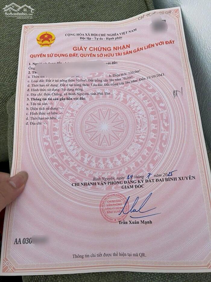 Hình ảnh Bán đất xóm Chũng, Quất Lưu, Bình Xuyên, Vĩnh Phúc diện tích 120m2 xe tải vào tận nơi. 3