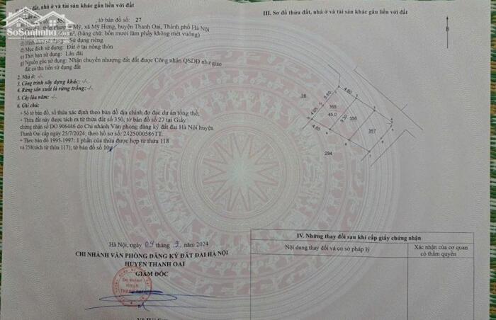 Hình ảnh Bán 45m2 đất Mỹ Hưng Thanh Oai– Sát KĐT Mỹ Hưng, giá Đầu Tư 1