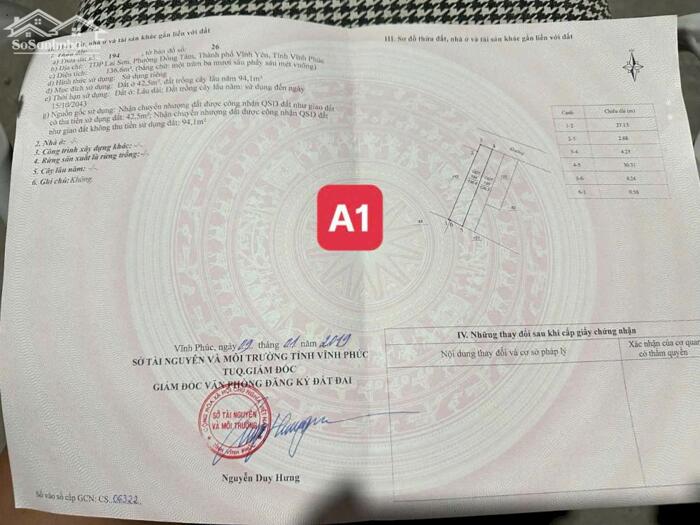 Hình ảnh Bán 2 ô đất liền nhau tại TDP Lai Sơn, Đồng Tâm, Vĩnh Yên. Hưởng hạ tầng đất đấu giá 1