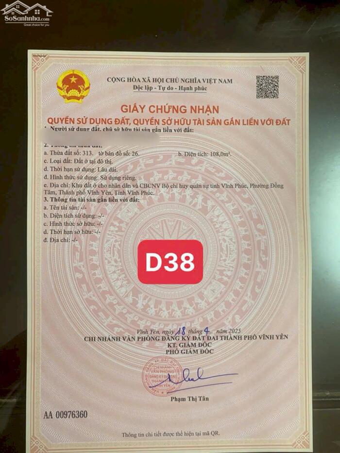 Hình ảnh Bán đất khu đấu giá Đồng Hin, Đồng Tâm, Vĩnh Yên, Vĩnh Phúc hướng Tây Nam view vườn hoa 1