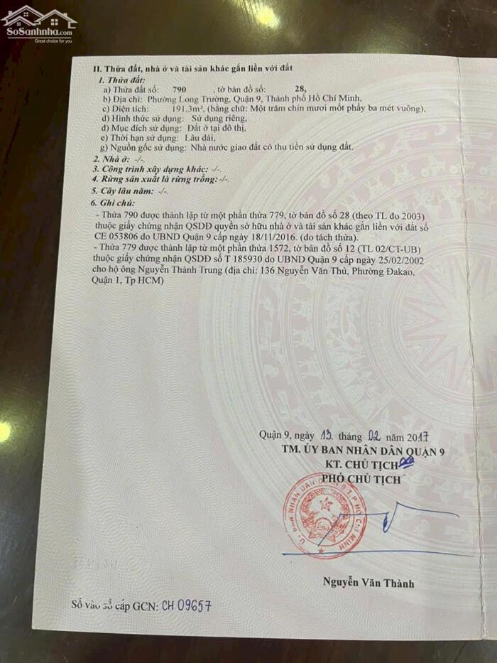 Hình ảnh BDS HVL [NC] ĐẤT 191m2 8x24m hẻm 43 đường 1 Long Trường Giá 42tr 0