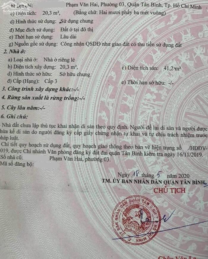 Hình ảnh Bán nhà ngay chợ Phạm Văn Hai, 21m2 SHR vuông vức hơn 2 tỷ 0