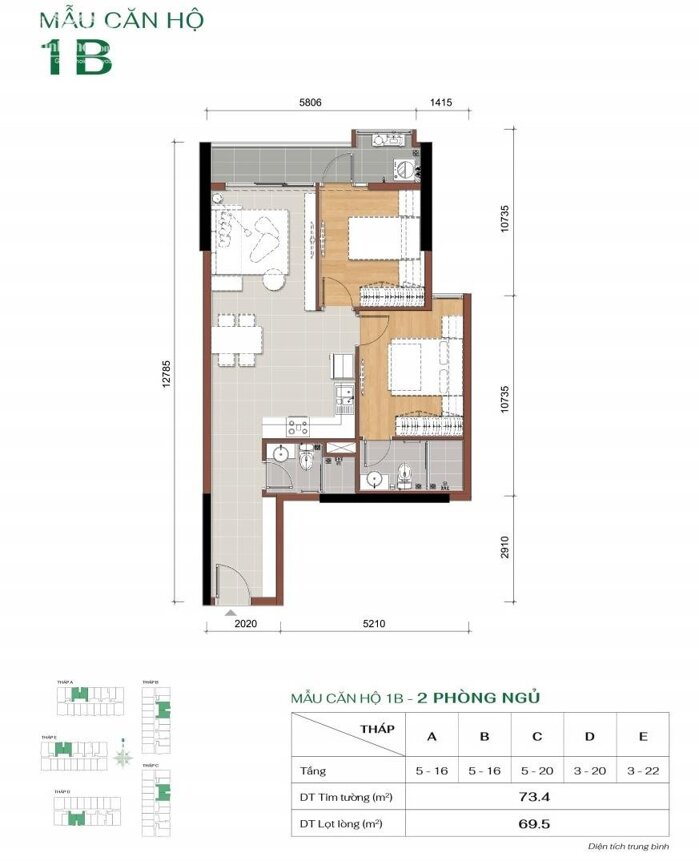Hình ảnh MT Eastmark City 2pn 2wc số lượng ít loại 73m2, giá tốt nhất thị trường 3.8 tỷ - Sổ hồng trao tay. 4