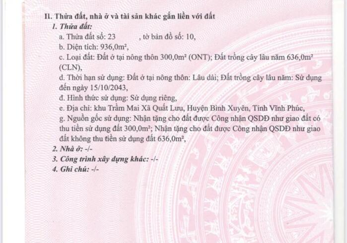 Hình ảnh Bán lô góc hai mặt tiền 936m2 băng 2 DT302 Quất Lưu, Bình Xuyên 2