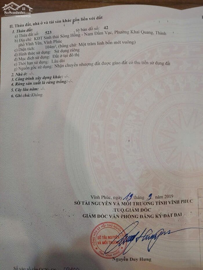 Hình ảnh Bán lô lk 104m2, mt 6.5m sẵn sổ Khu A Nam Đầm Vạc, Vĩnh Yên 2