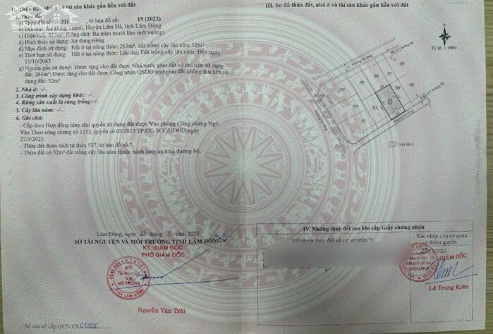 Hình ảnh 13m mặt tiền đường tại Đông Thanh-Lâm Hà dt 315m2 sẵn 263m2 thổ chỉ nhỉnh 1 tỷ 4