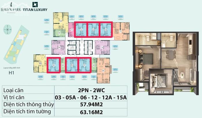 Hình ảnh Giá tốt - Bán 2 ngủ , 58m2 sử dụng , view Đảo - Chung cư Haven Park Ecopark - Giá chỉ 4 tỷ 350 2