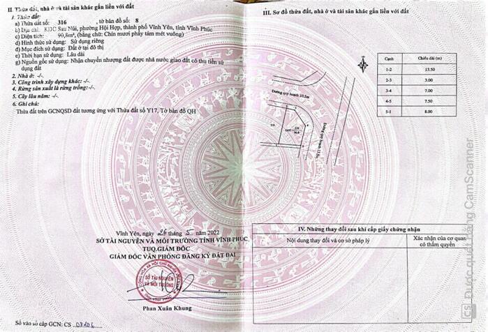 Hình ảnh Bán đất khu dân cư Sau Núi, Hội Hợp, Vĩnh Yên. Lô góc 2 mặt tiền hướng Đông Nam 2