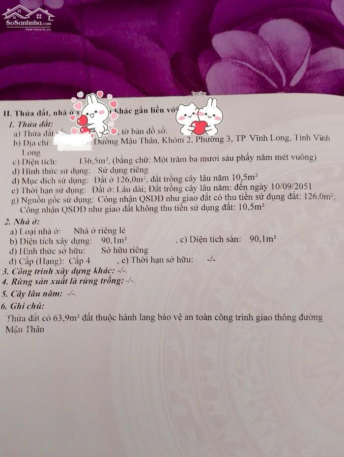 Hình ảnh VỊ TRÍ VIP CHỐT NHANH BÁN NHÀ MẶT TIỀN ĐƯỜNG MẬU THÂN 1 PHƯỜNG PHƯỚC HẬU TỈNH VĨNH LONG (PHƯỜNG 3 cũ) 6