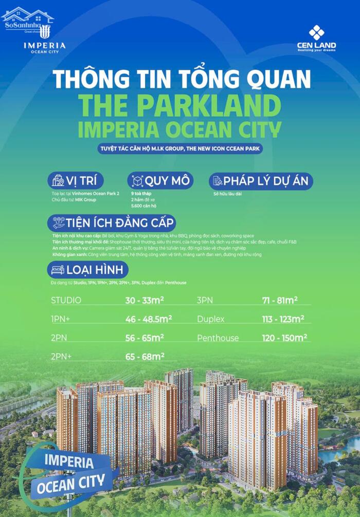 Hình ảnh Căn hộ The Parkland – Imperia Ocean City (MIK Group) tại trung tâm Ocean Park 2 0