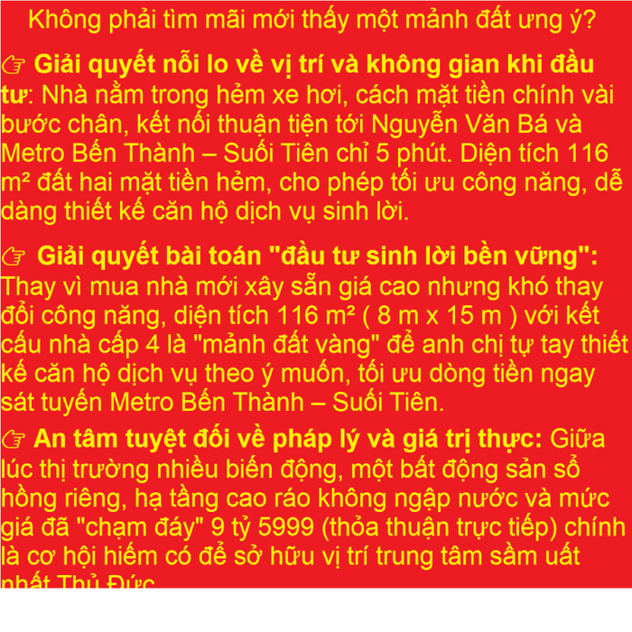 Hình ảnh Giải pháp cho nhà đầu tư nhà phố Thủ Đức: 116 m² đất | Hẻm xe hơi 2 mặt tiền ngay trung tâm, chỉ với 9 tỷ.n.n.n 5