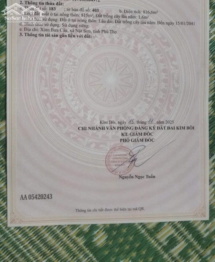 Hình ảnh Bán Đất Full Thổ Cư Tại Kim Bôi Hoà Bình 2