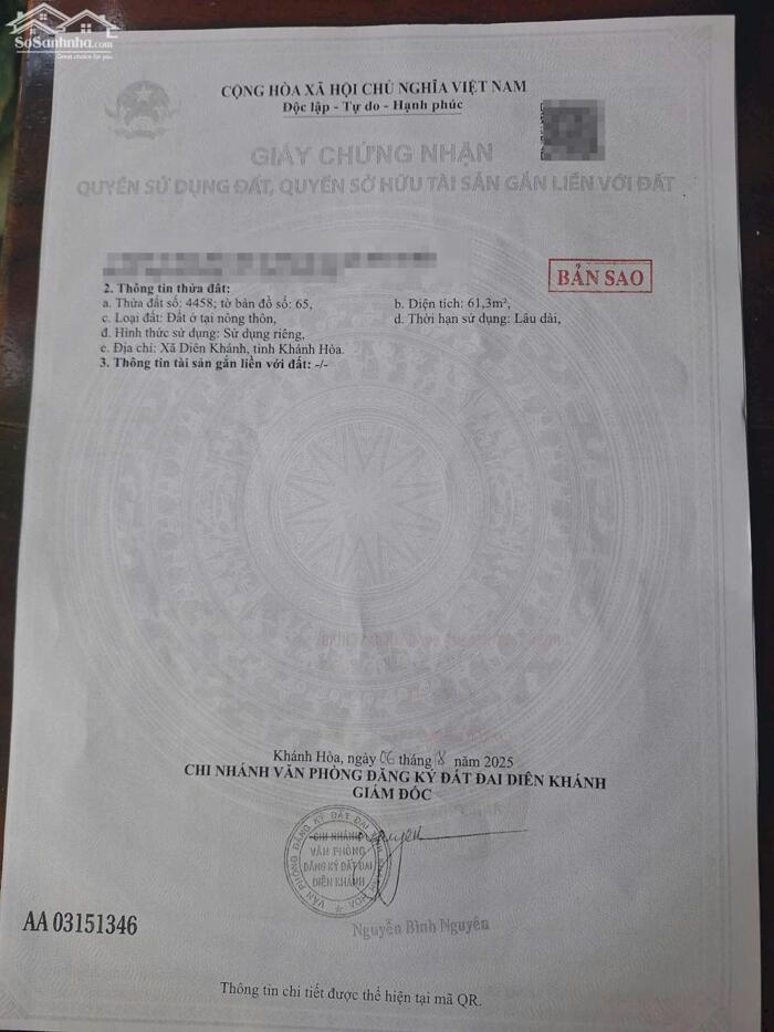 Hình ảnh Bán Nhà 01 Tầng Mới Xây 100% – Diên Khánh 2