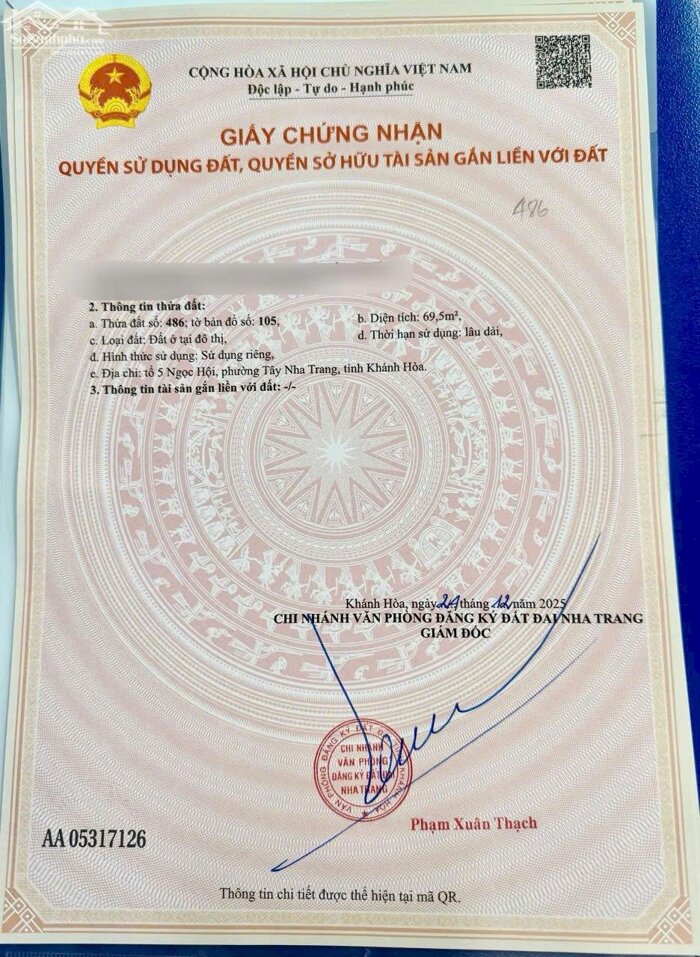 Hình ảnh BÁN ĐẤT 2,49 TỶ ĐƯỜNG LƯƠNG ĐỊNH CỦA – NGỌC HIỆP, TÂY NHA TRANG 1