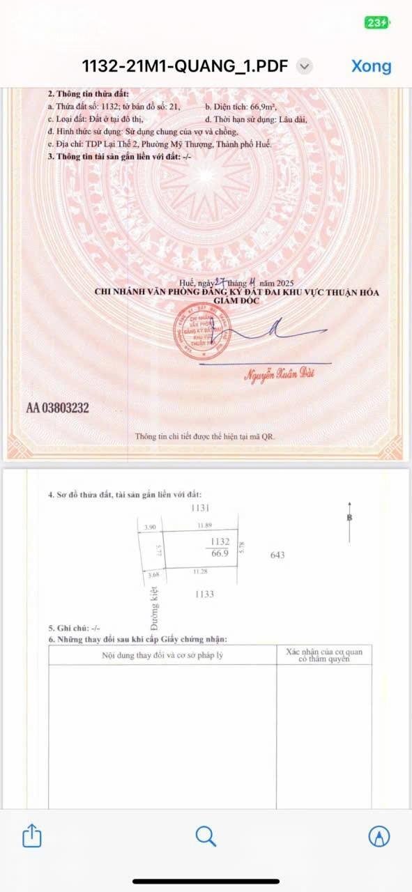 Hình ảnh Bán Đất Mỹ Thượng, Cách MT Nguyễn Đình Tứ 30m – 67m² Nở Hậu – Giá 1,75 Tỷ 5