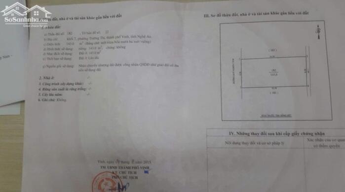 Hình ảnh Bán lô đất 143m2 mặt đường Hoàng Văn Tâm, Trường Thi, TP Vinh 0