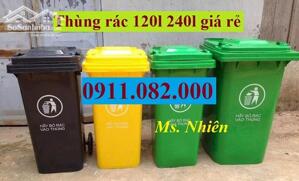 Chuyên cung cấp thùng rác nhựa giá rẻ- thùng rác nắp kin 120l 240l 660l- lh 0911082000