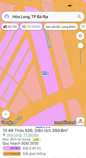 bán đất nền biệt thự dt12*21 dự án tại thanh sơn c hòa long tpbr giá 5,4 tỷ, 252m2, bao đẹp!
