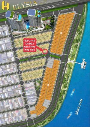duy nhất 1 căn vũ trọng phụng - đường 26m - hướng đông nam - dt:99m2 - giá 11ty5 - q.hải châu - đn