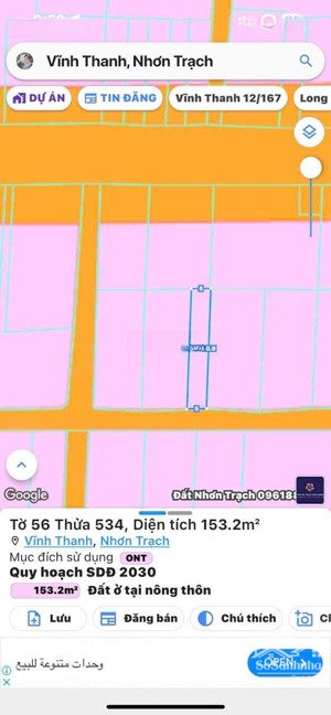 bán đất 153m2 tại vĩnh thanh, nhơn trạch. full thổ cư, giá ra đi nhanh, giao dịch ngay trong ngày